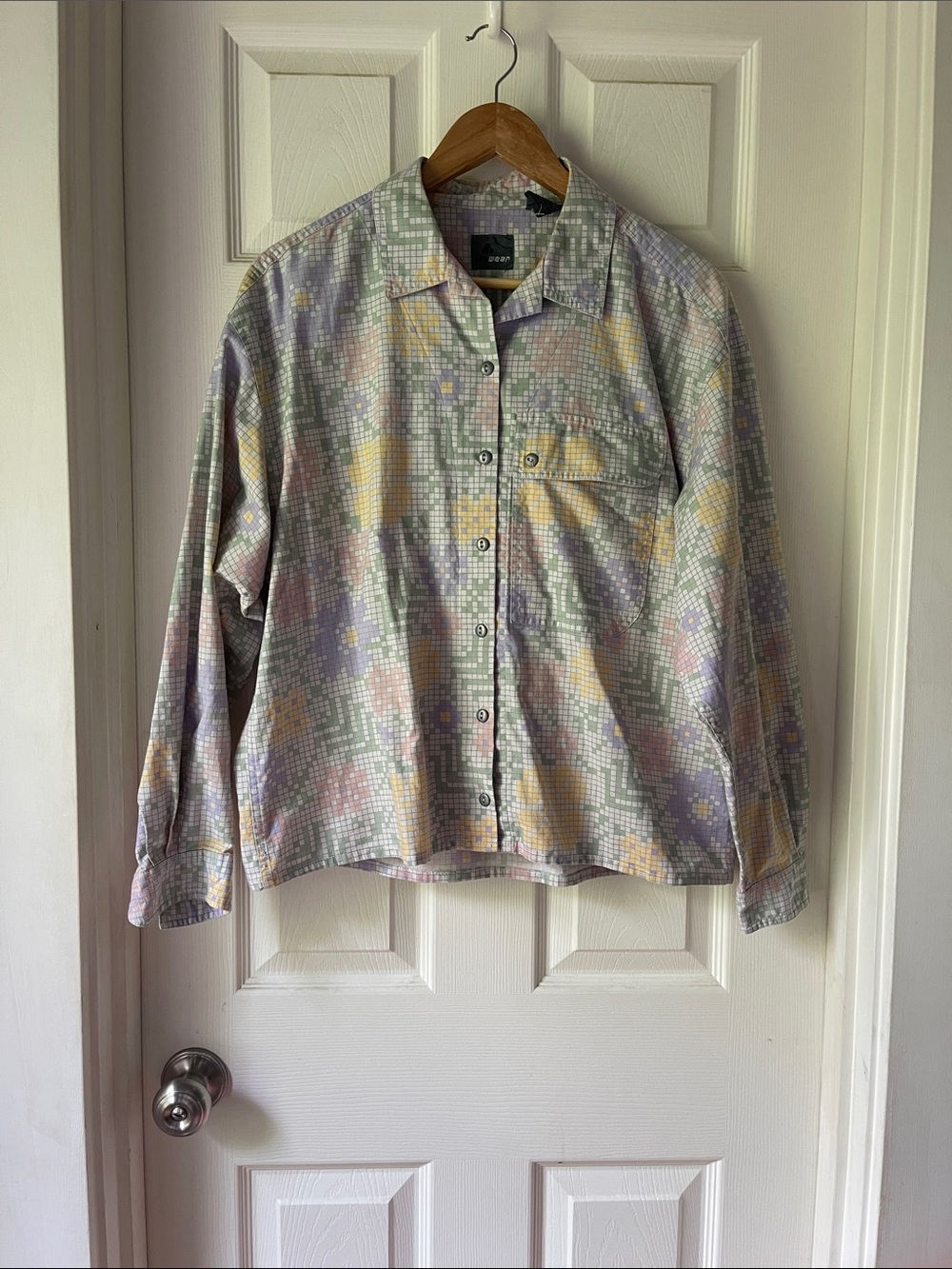 Vintage Lizwear Pastel Grid Floral Button Down